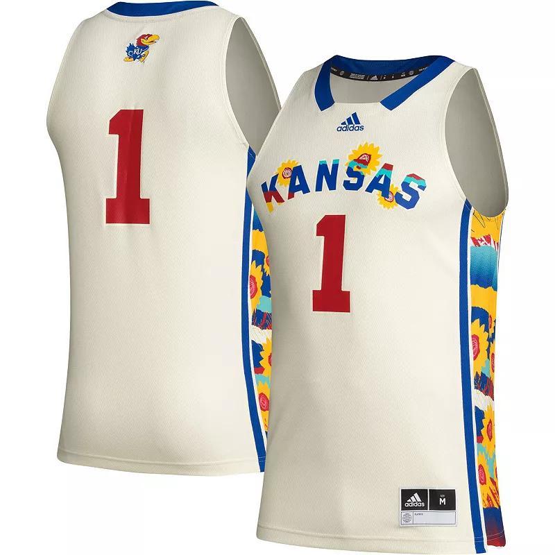 Mens adidas #1 Khaki Kansas Jayhawks Honoring Black Excellence Basketball Jersey Beig/Green Product Image