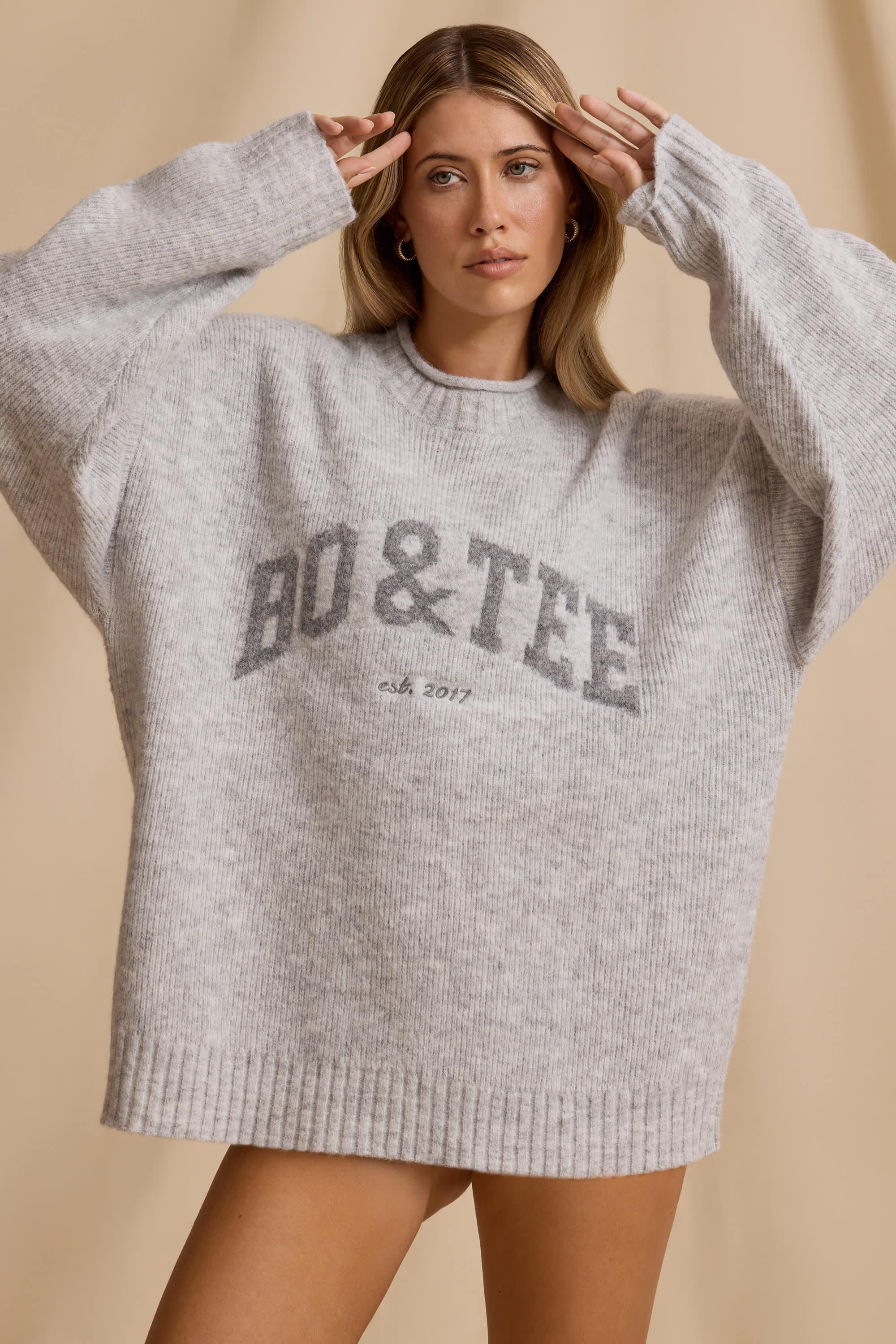 Oversized Knit Jumper in Ice Marl Product Image