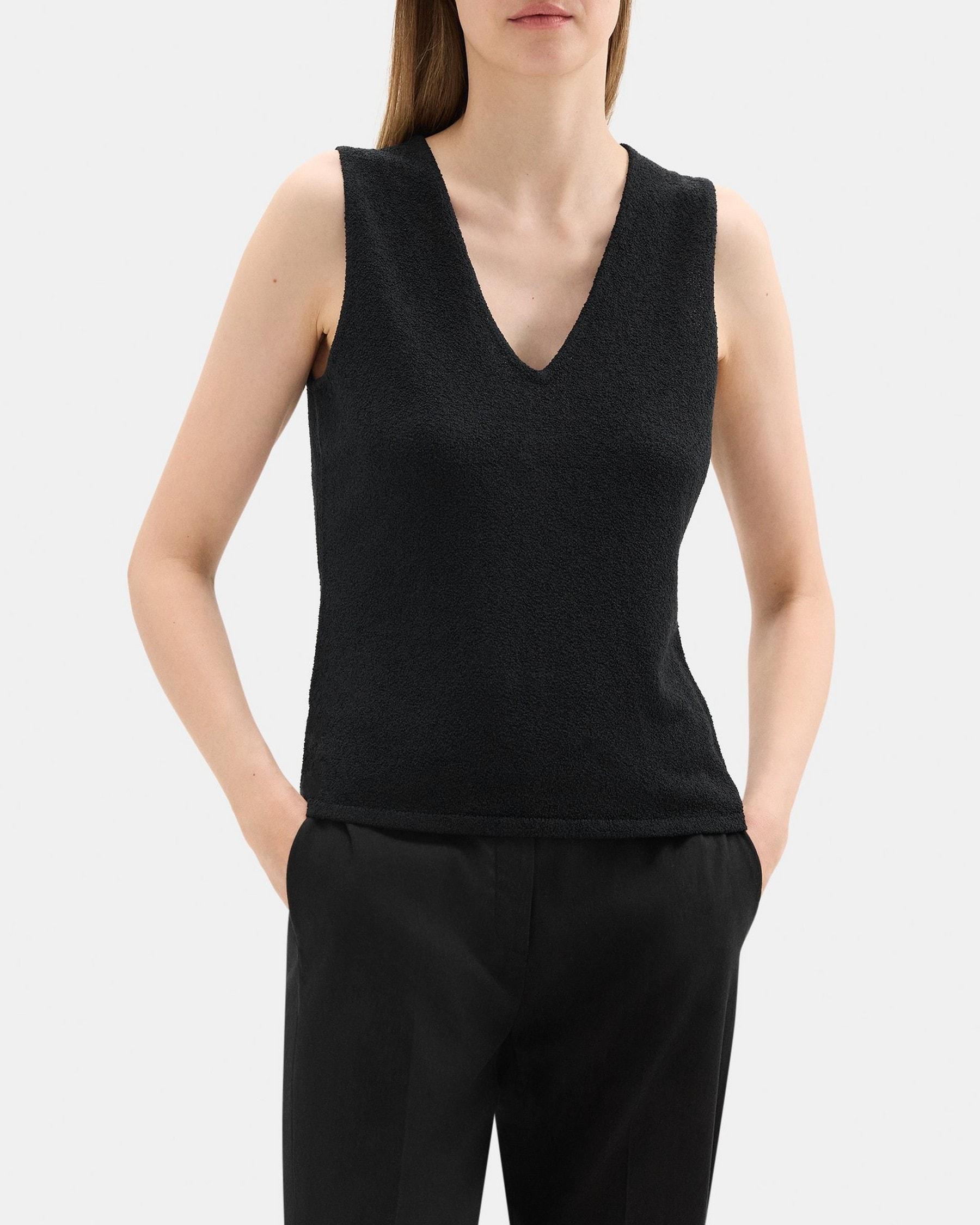 V-Neck Tank in Bouclé Silk-Blend Product Image