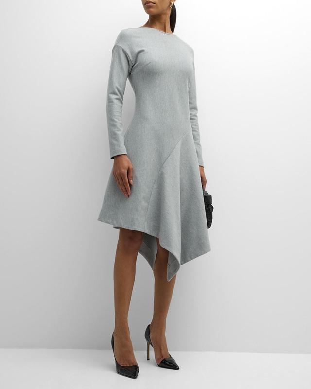 Womens Asymmetric Long-Sleeve Midi-Dress Product Image