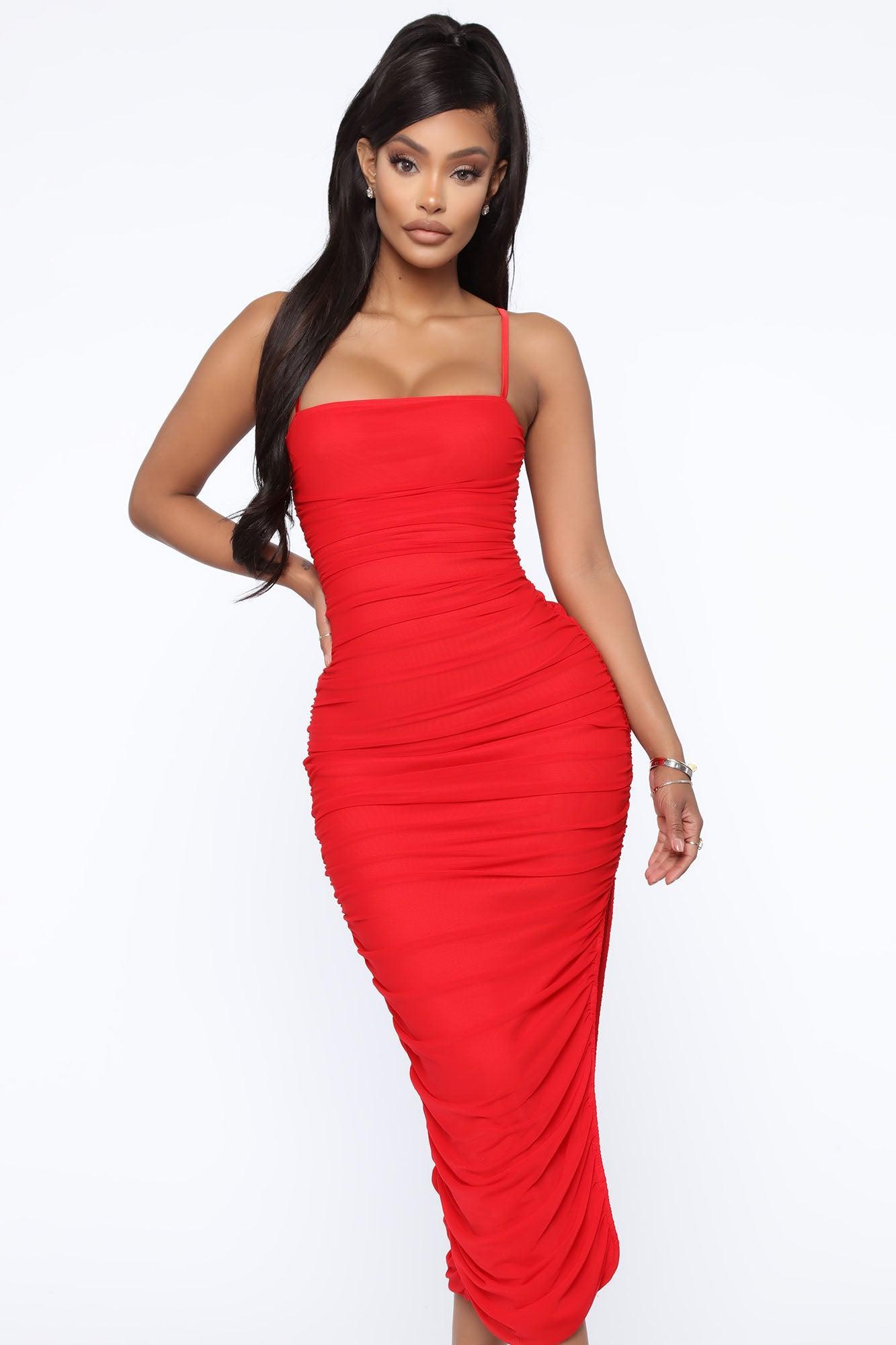 Feeling My Mesh Dress - Red Product Image