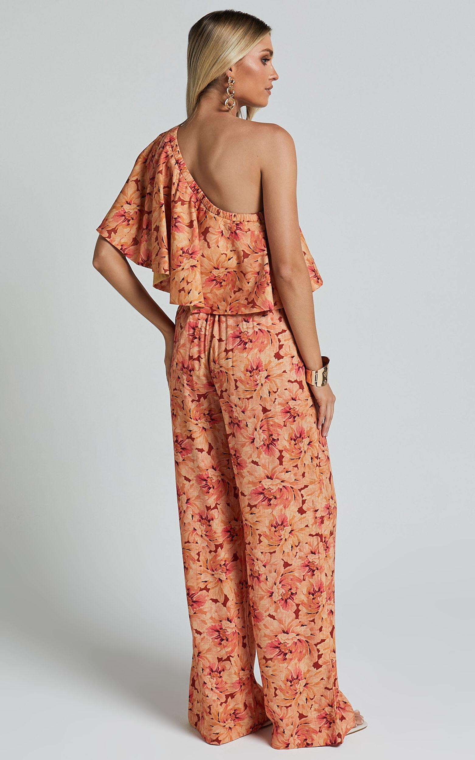 Amalie The Label - Adrienne Linen Blend Drawstring Wide Leg Pants in Valencia Print Product Image