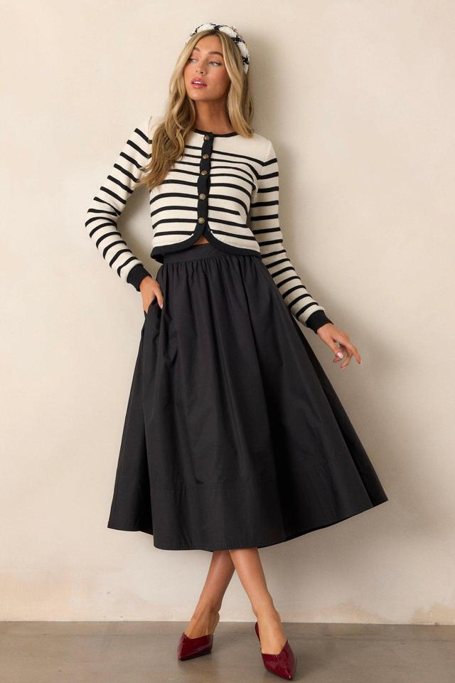 Beneath The Surface 100% Cotton Black Midi Skirt Product Image