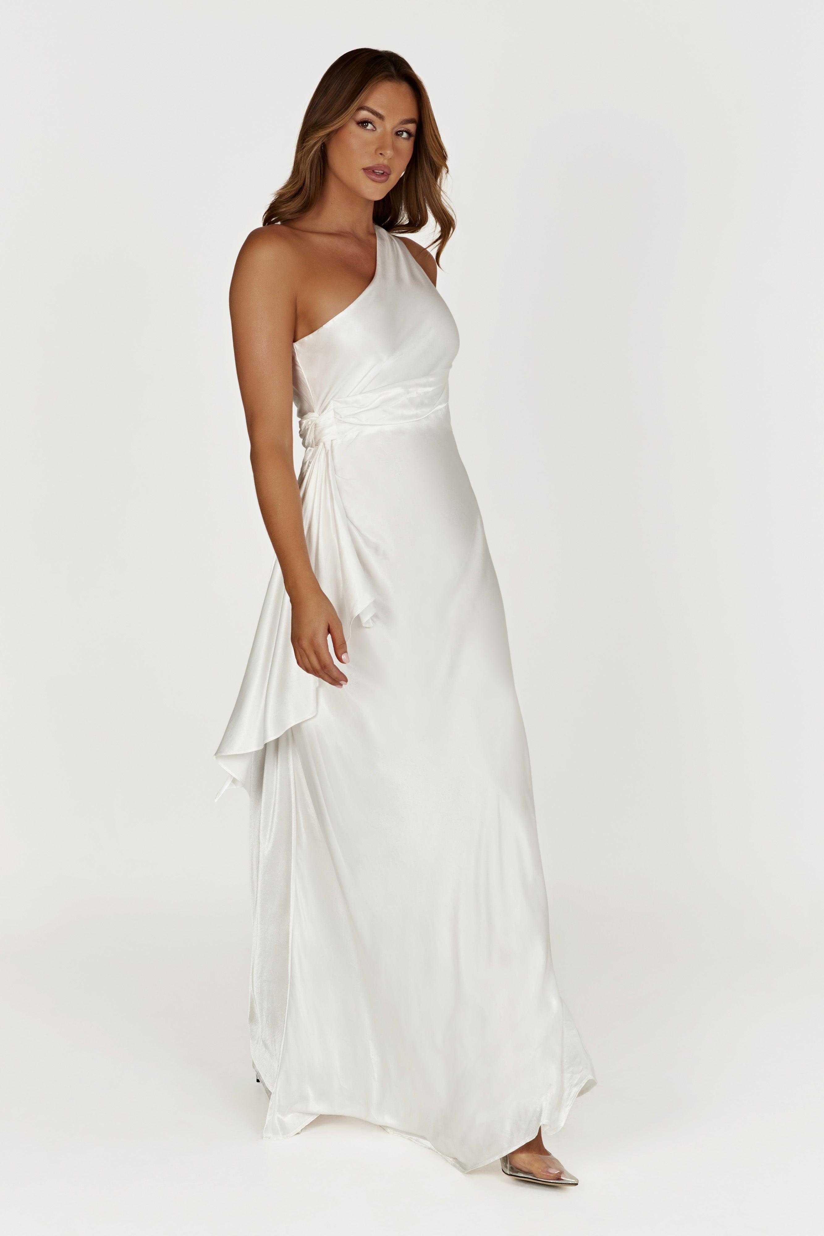 Calliope One Shoulder Maxi Dress - White Product Image