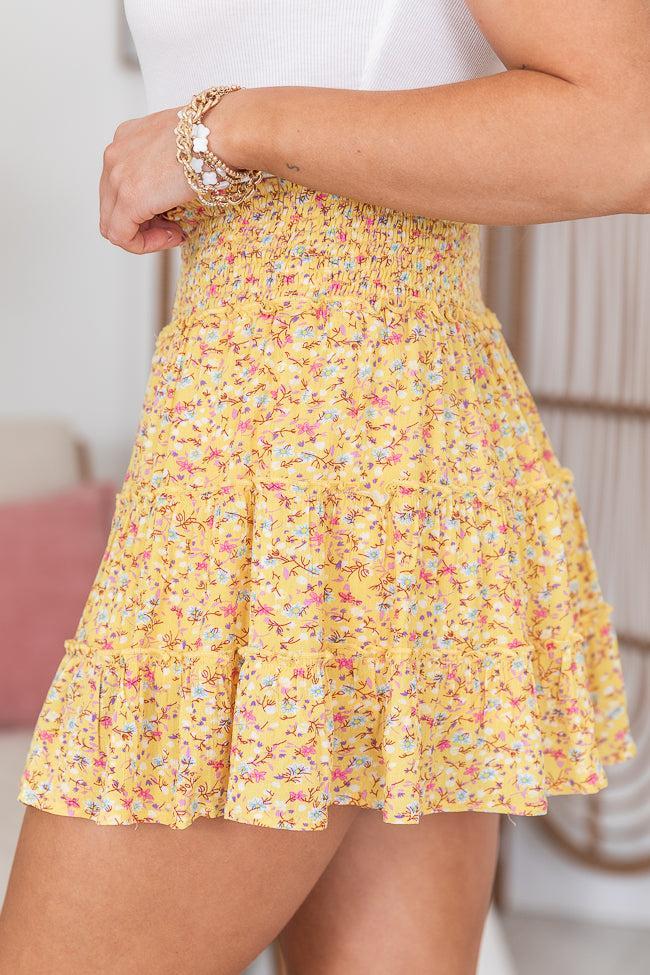 Through The Garden Yellow Floral Mini Skort Product Image