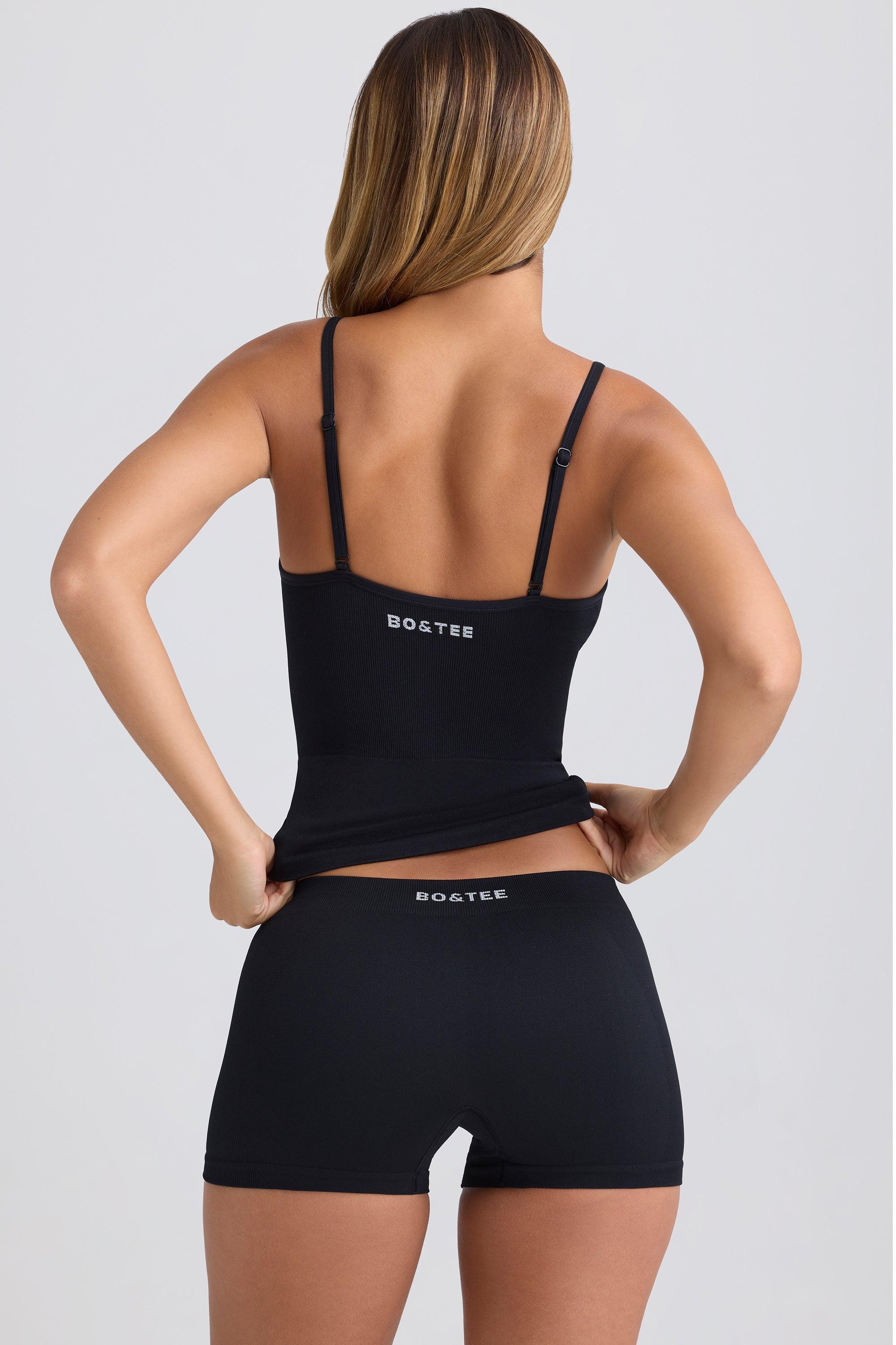 Super Sculpt Seamless Mid-Rise Mini Shorts in Black Product Image