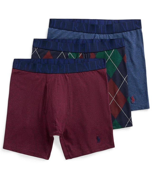 Polo Ralph Lauren Classic Fit Stretch Plaid/Solid Boxer Briefs 3-Pack Product Image