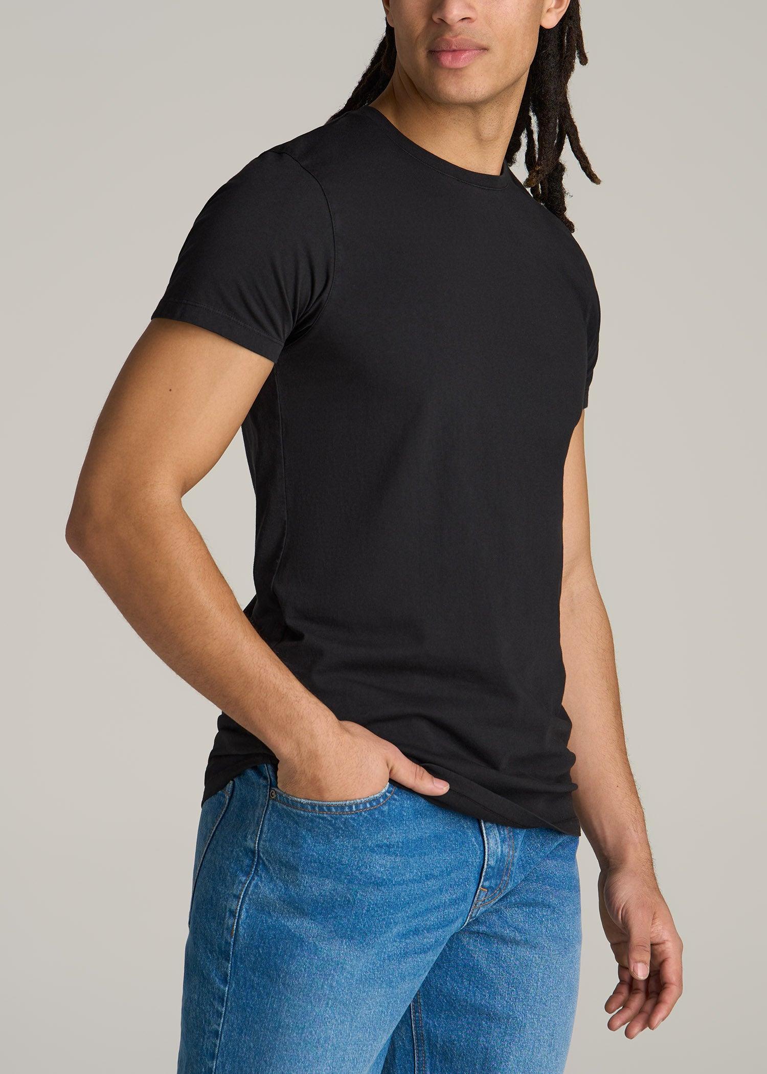 MODERN-FIT Garment Dyed Cotton Men's Tall T-Shirt in Black Male Product Image