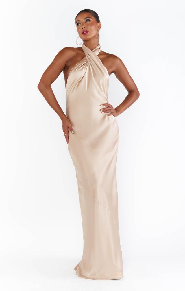 Jasmine Halter Maxi Dress ~ Champagne Luxe Satin Product Image