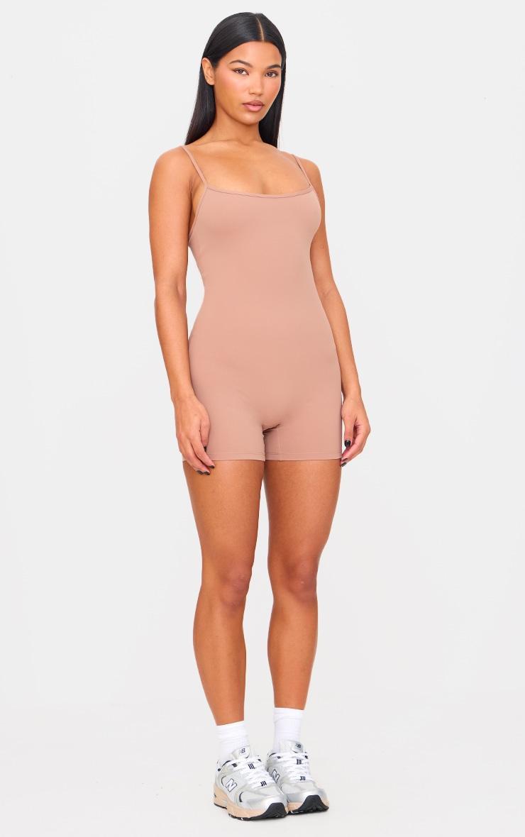 Chocolate Mocha Sculpt Sleeveless Short Unitard Product Image