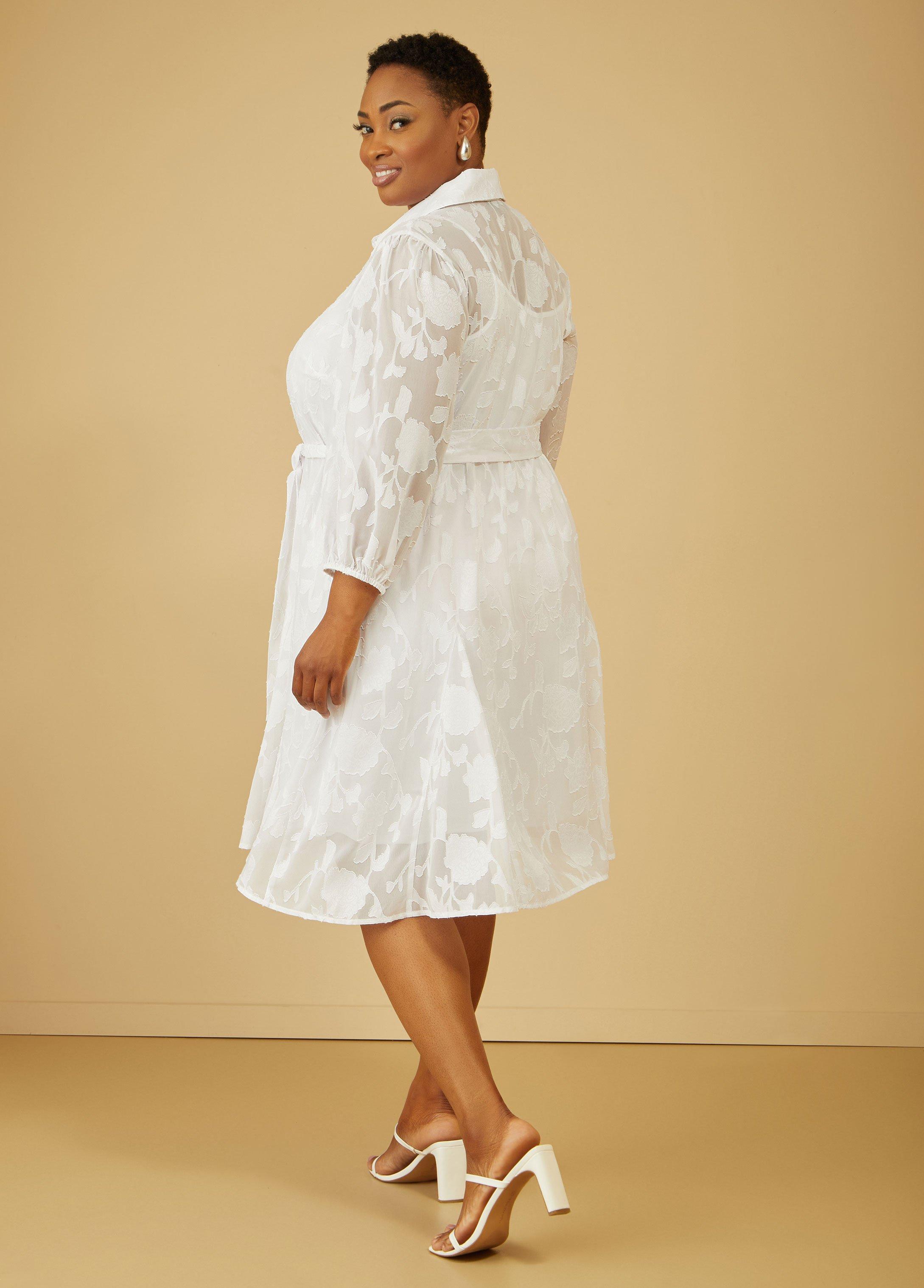 Textured Floral Shirtdress Product Image