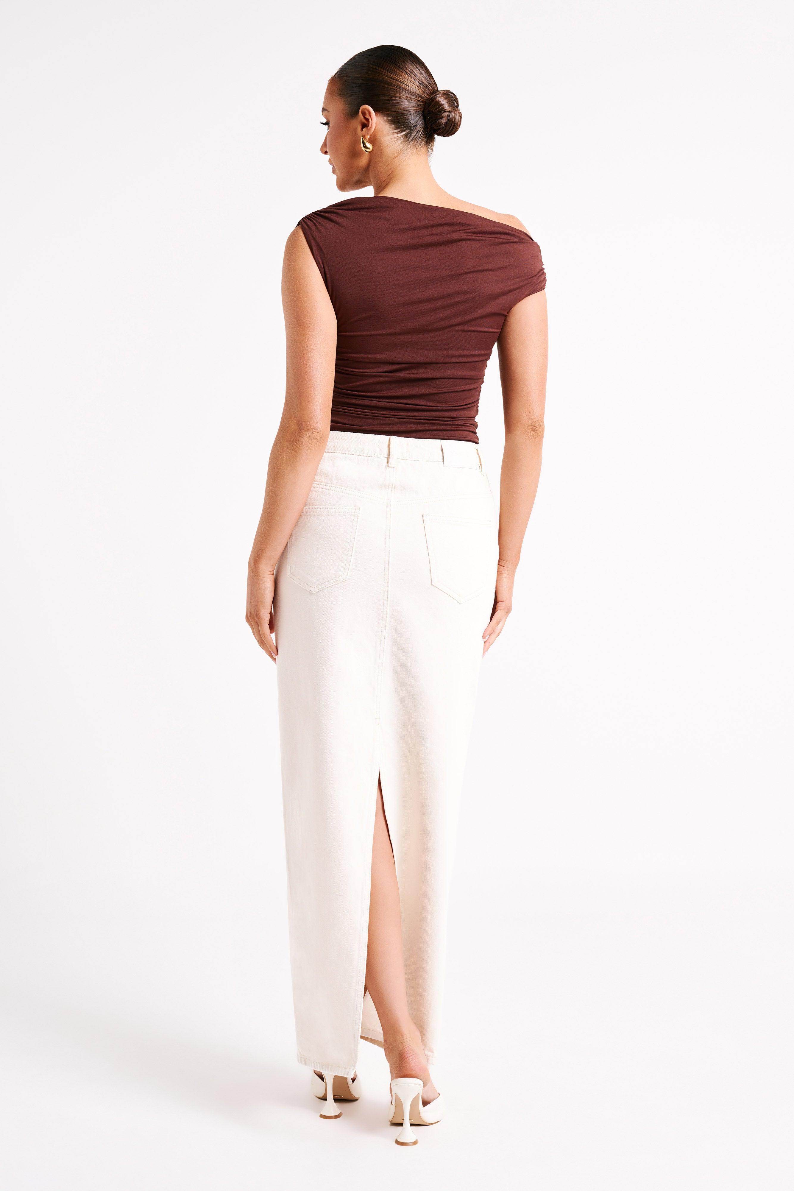 Alayna Recycled Nylon Ruched Top - Chocolate Product Image