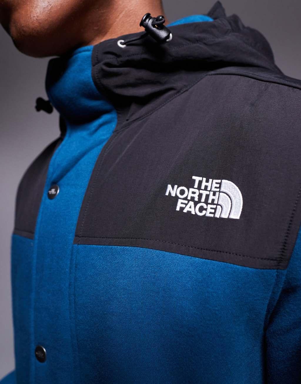 The North Face Highrail fleece insulated hooded jacket in petrol blue and black Product Image