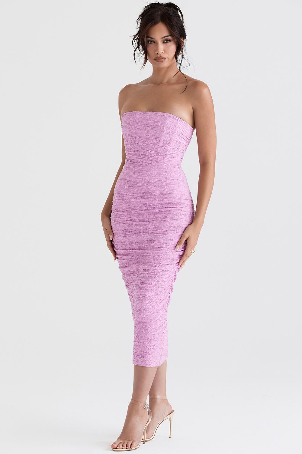 Tana Pink Strapless Corset Midi Dress Product Image