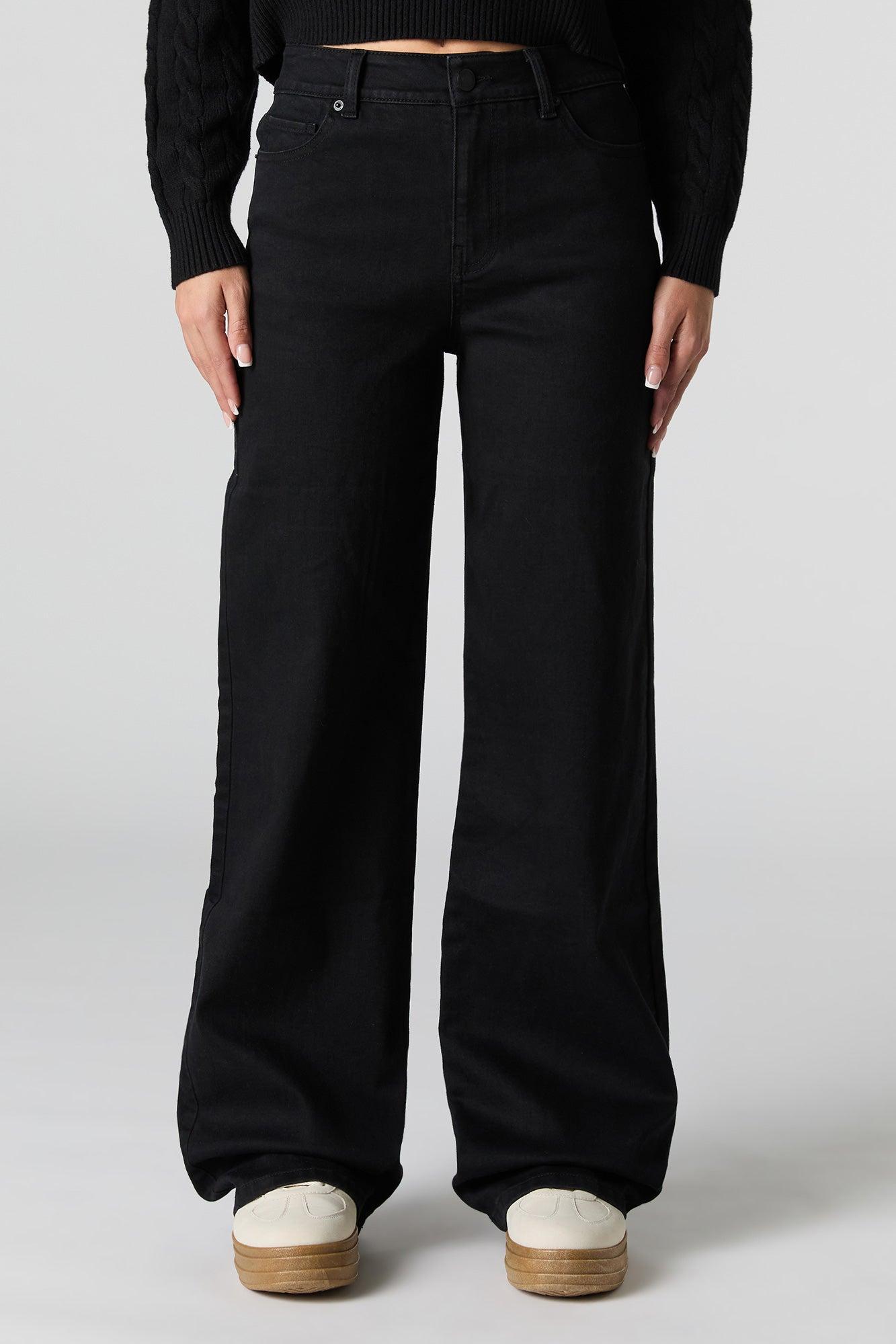 Black Wash High Rise Stretch Wide Leg Jean Female Product Image