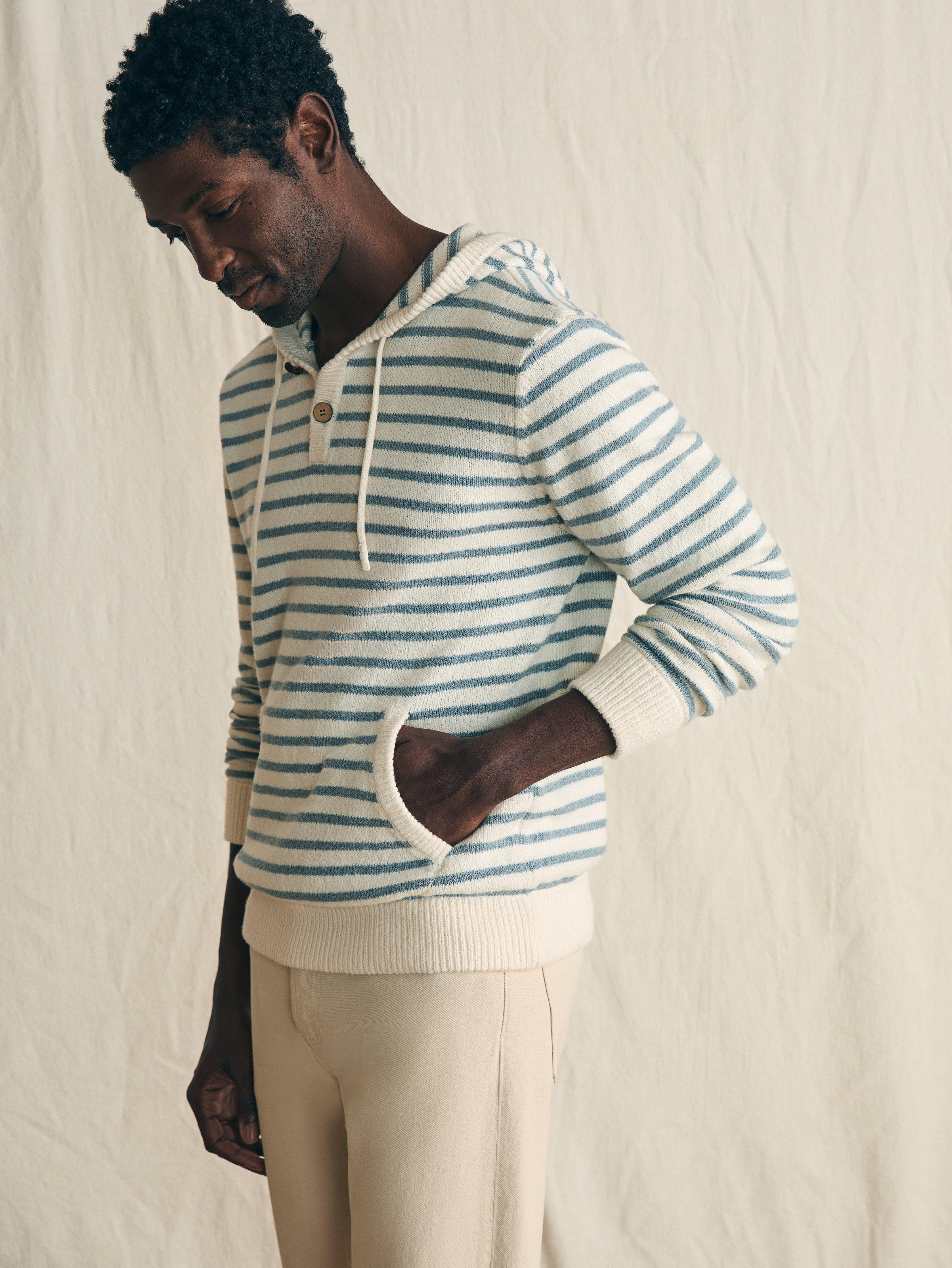 Cove Sweater Hoodie - Ivory Chambray Stripe Male Product Image