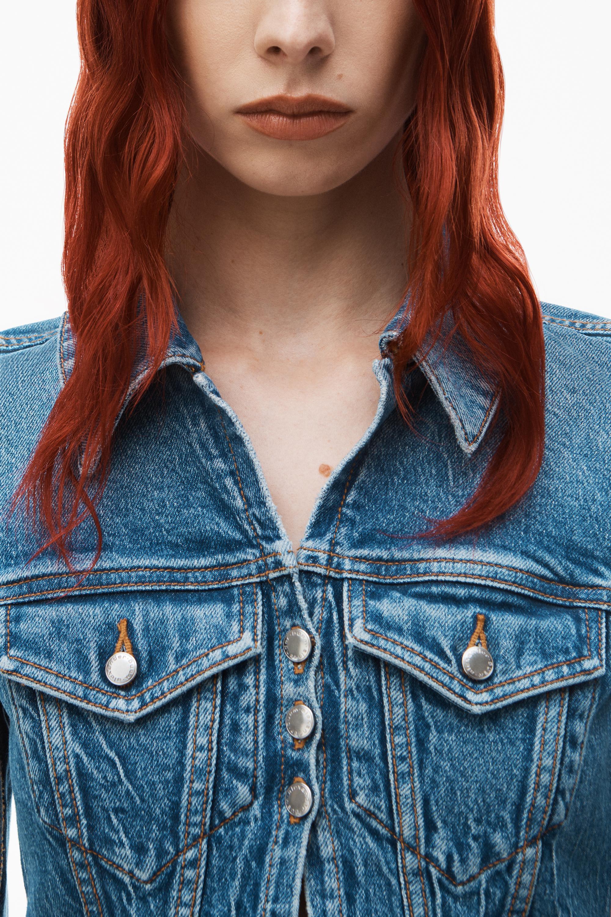 Shrunken Trucker Cardi In Denim Product Image