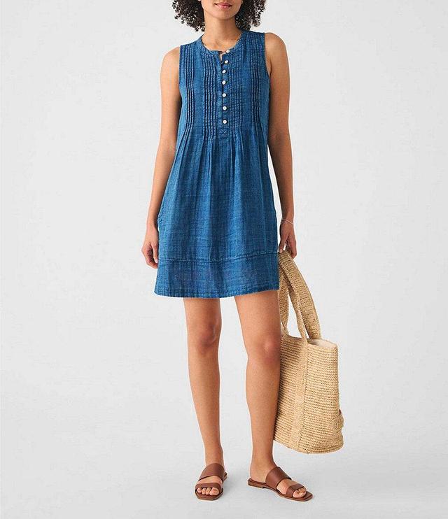 Faherty Isha Banded Crew Neck Sleeveless Dress Product Image