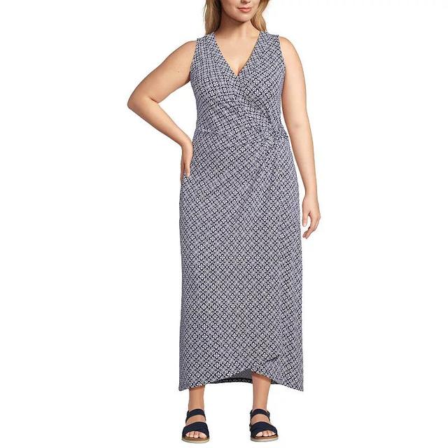 Plus Size Lands End Sleeveless Tulip Hem Maxi Dress, Womens Blue Geos Product Image