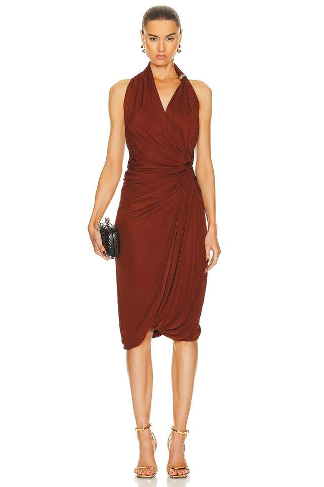 Bottega Veneta Light Weight Viscose Jersey Dress Rust. (also in ). Product Image