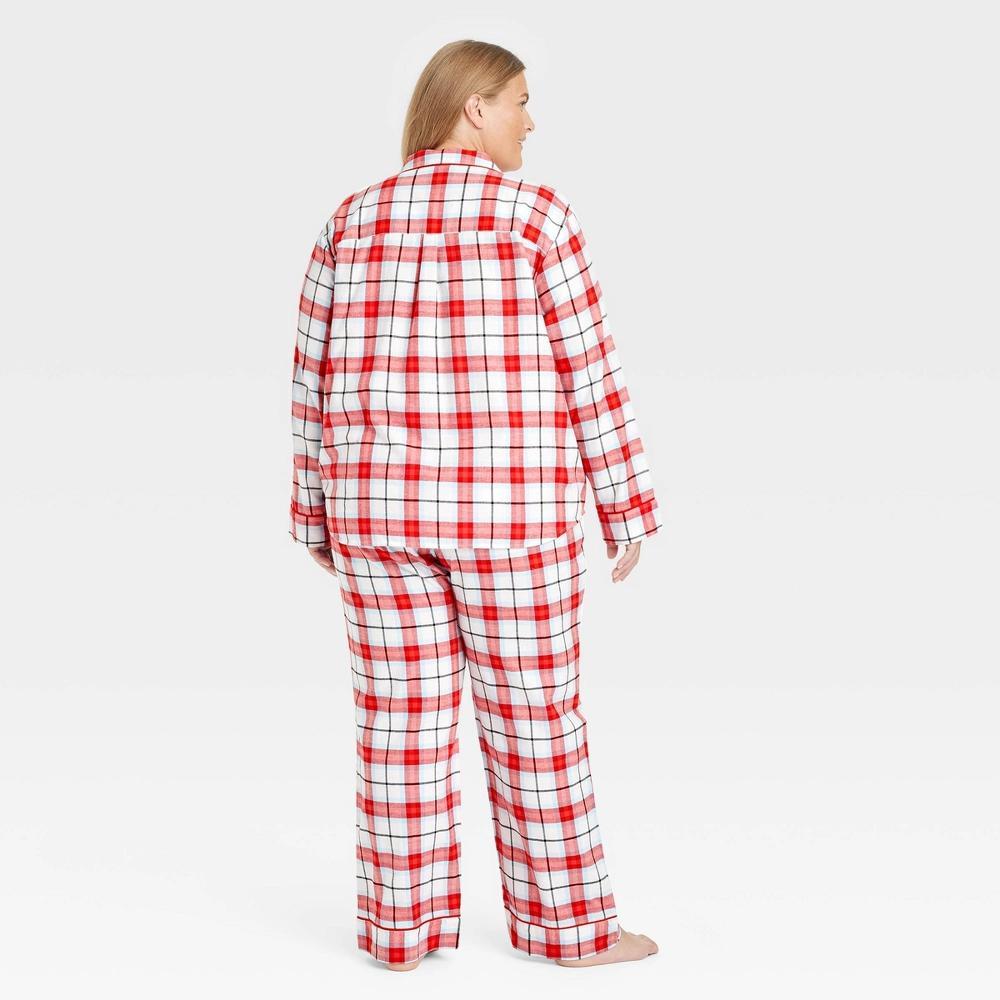 Women's Plaid Flannel Holiday Matching Family Pajama Set - Wondershop™ White 4X Product Image