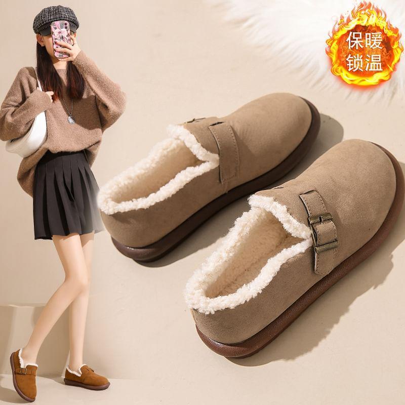 Buckled Fleece-Lined Faux Suede Slip Ons Product Image