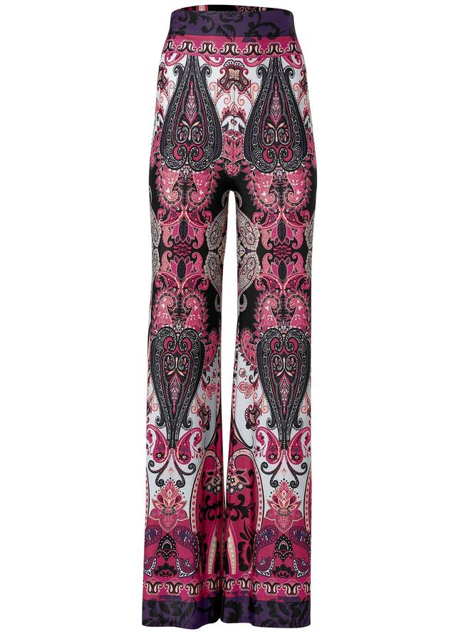 Wide Leg Paisley Print Pant - Pink Multi Product Image