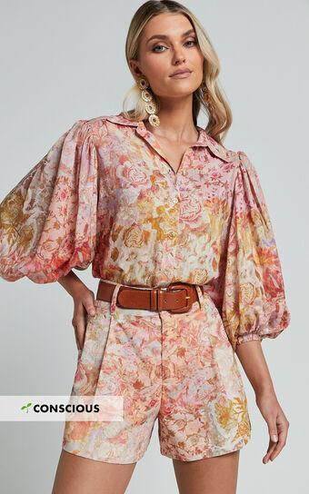 Amalie The Label - Sabine Puff Sleeve Button Through Blouse in Morocco Print Product Image