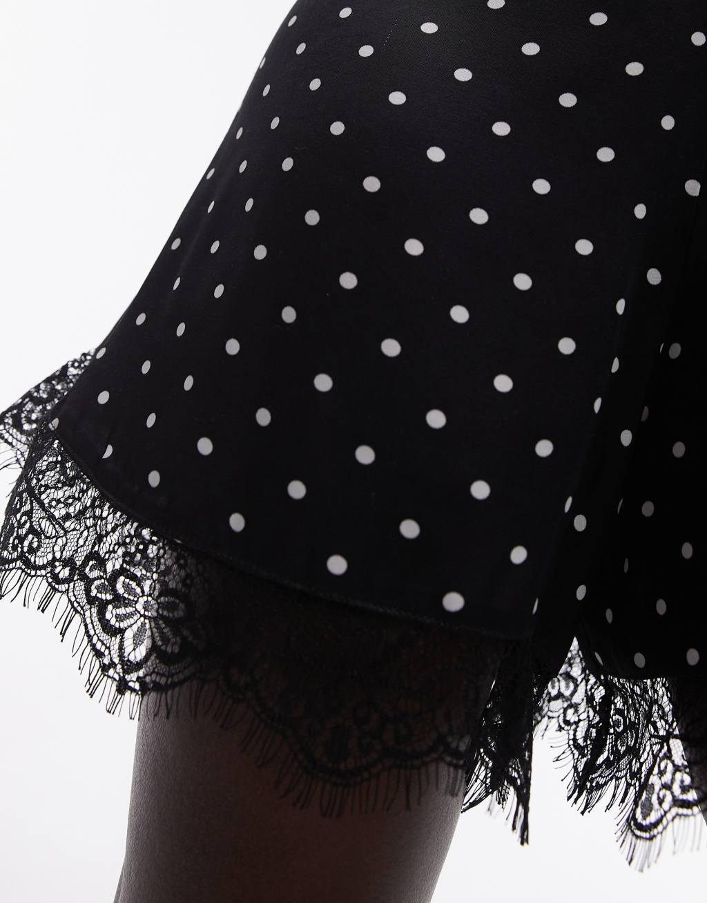 Topshop lace cami romper in spot print Product Image