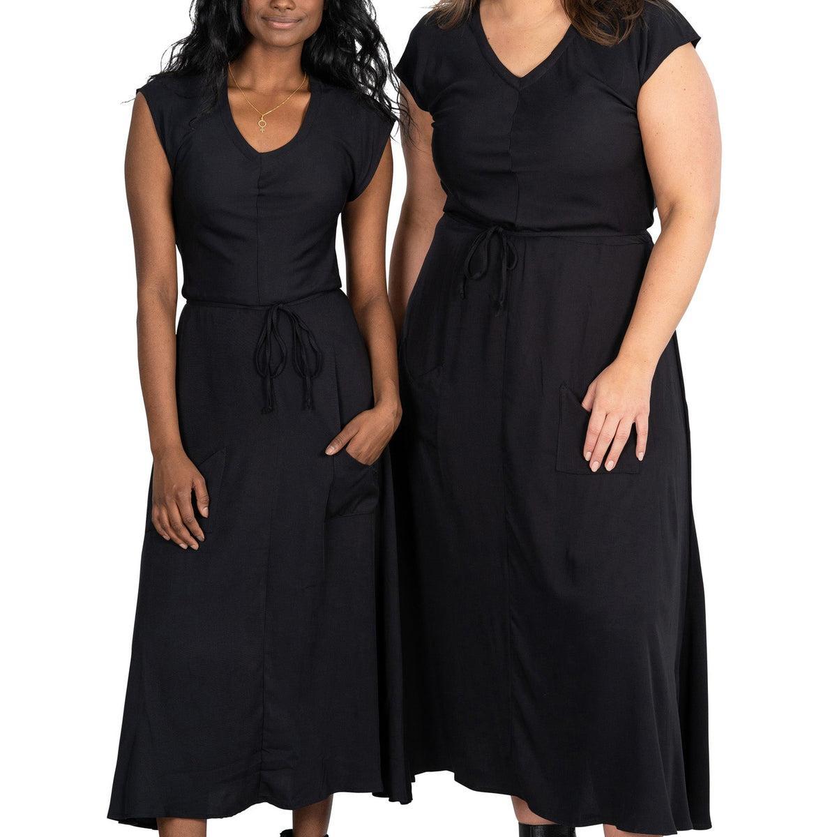 Belted Bias Dress in Black Product Image