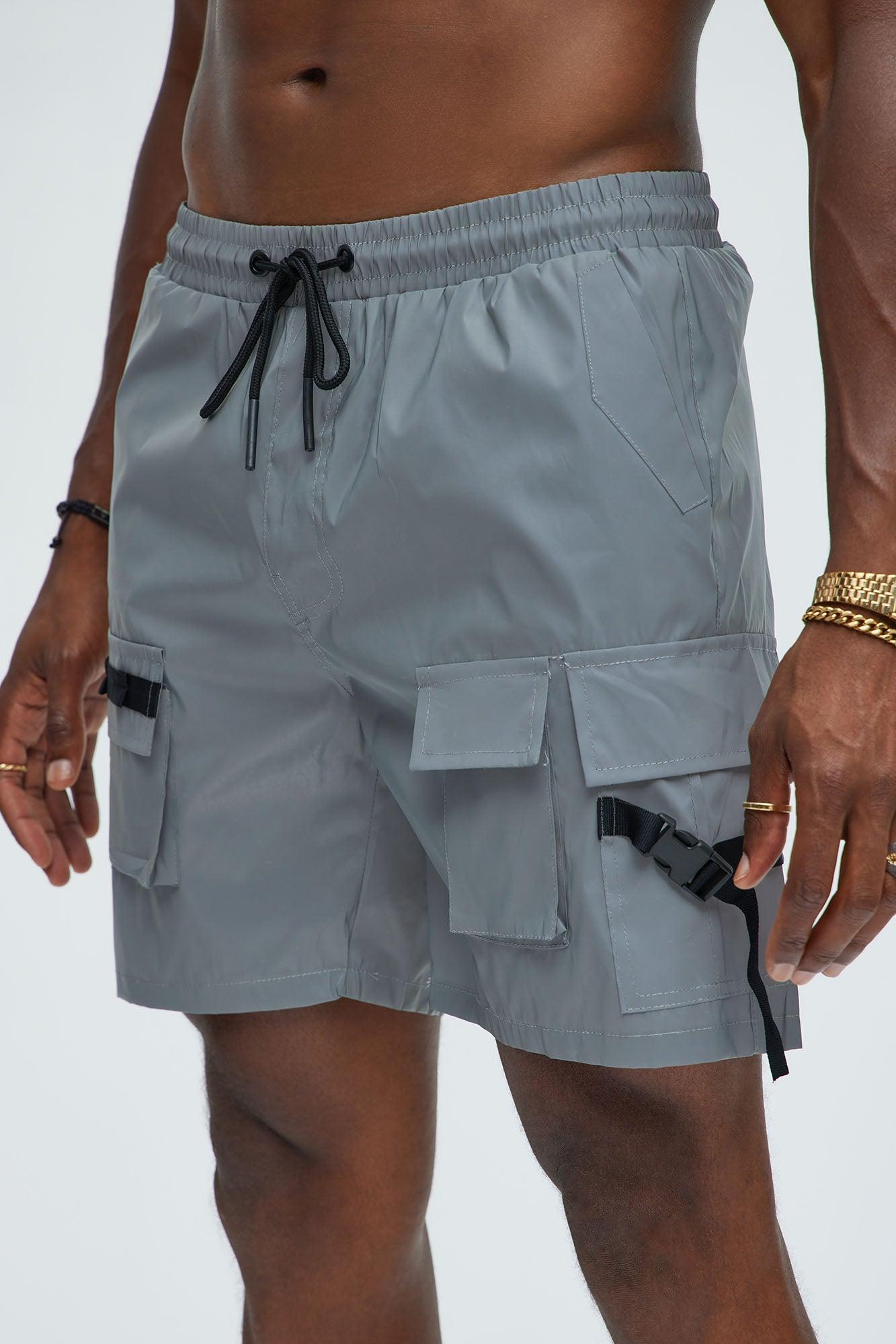 Get Through It Nylon Cargo Shorts - Silver Product Image