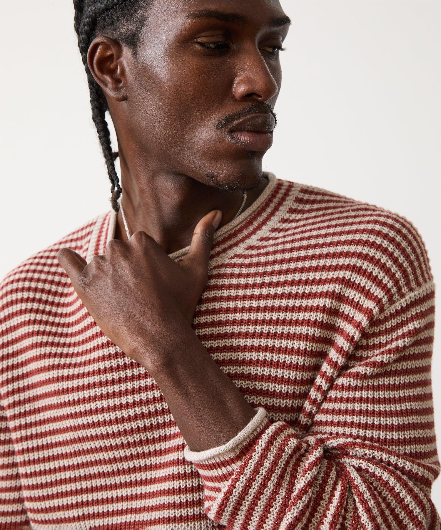 Linen-Cotton Crewneck in Barn Red Product Image