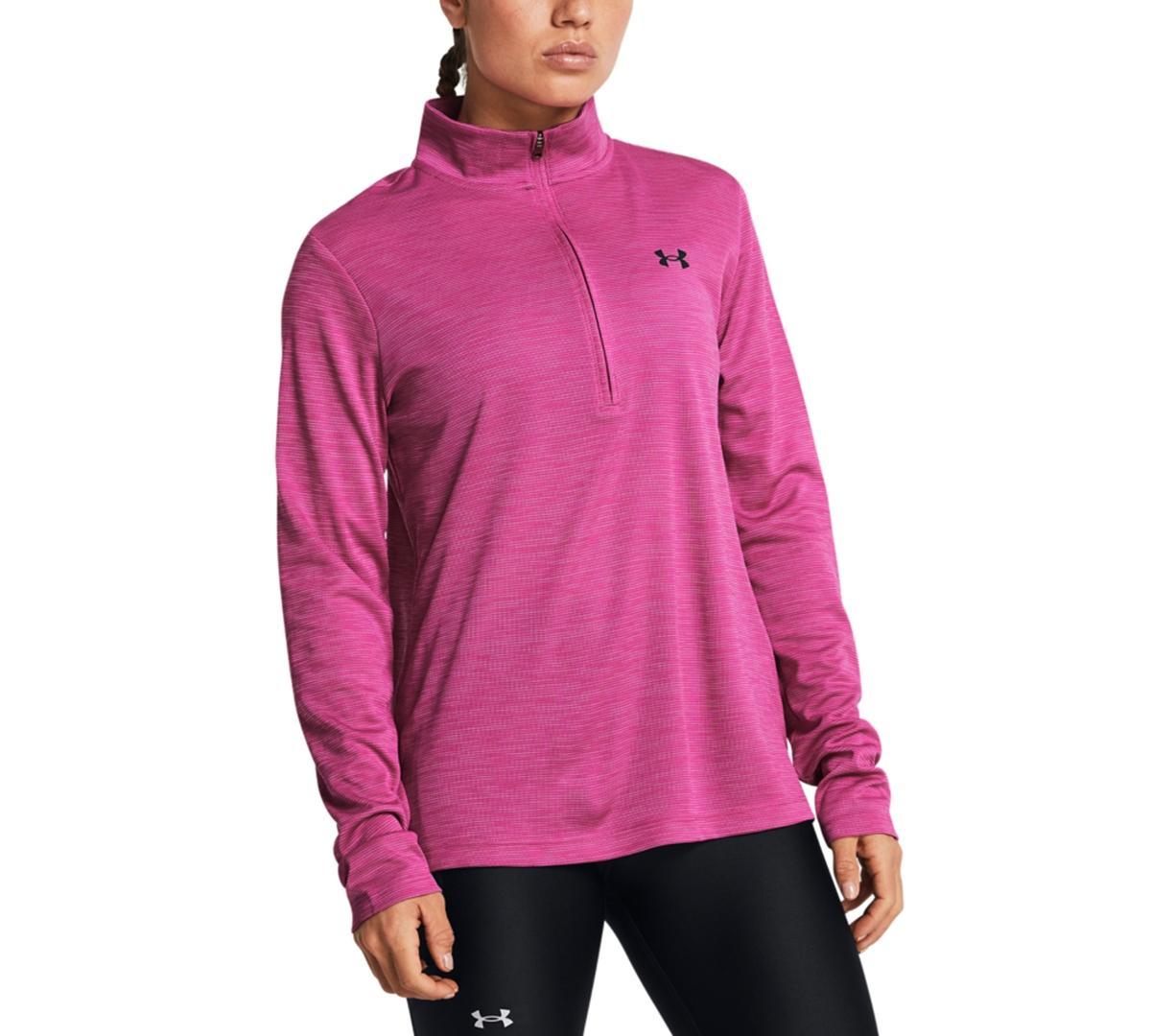 Under Armour Womens Twist Tech Quarter-Zip Logo Top - Halo Gray / Product Image