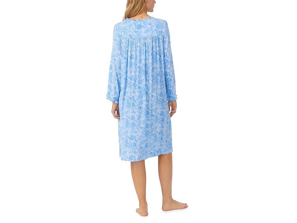 Eileen West Modal Long Sleeve Waltz Gown (Blue Roses) Women's Pajama Product Image