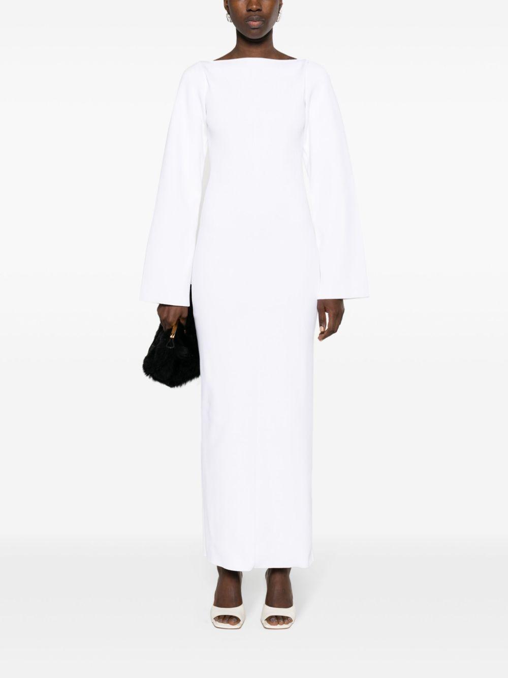 KHAITE Alta Ribbed-knit Maxi Dress In White Product Image