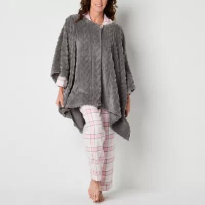 Liz Claiborne Poncho Womens Fleece Long Sleeve Mid Length Robe Product Image