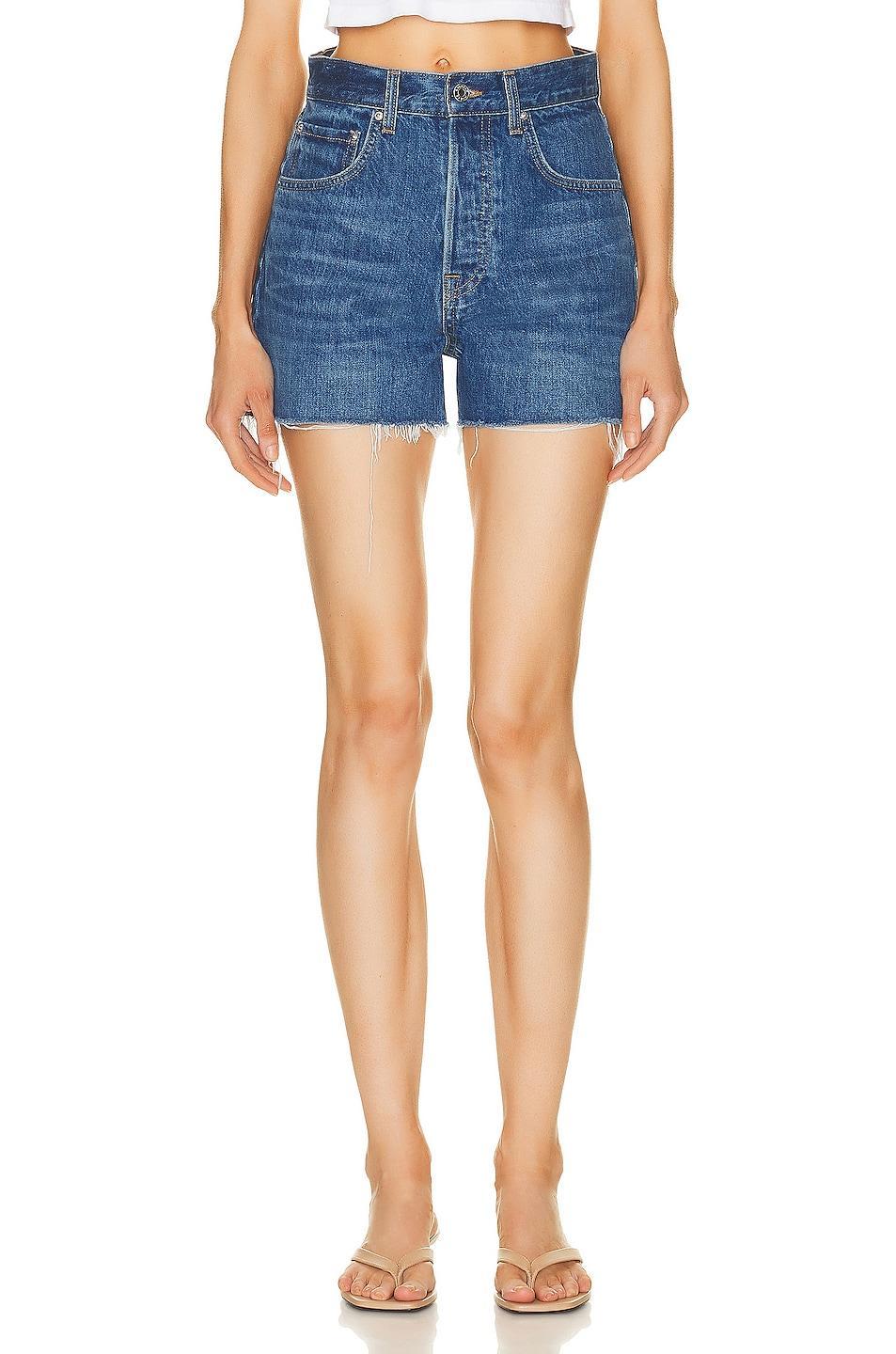 GRLFRND Jules Super High Rise Vintage Short in Blue Product Image