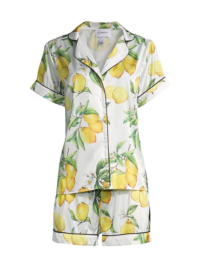 Womens Two-Piece Citrus Print Short Pajama Set Product Image