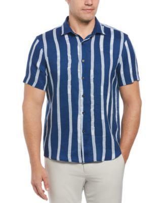 Perry Ellis Mens Paint Stripe Short-Sleeve Button-Front Shirt Product Image