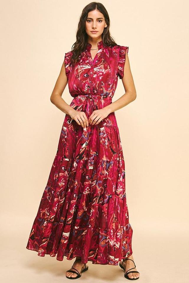 Satin Print Maxi Dress Product Image