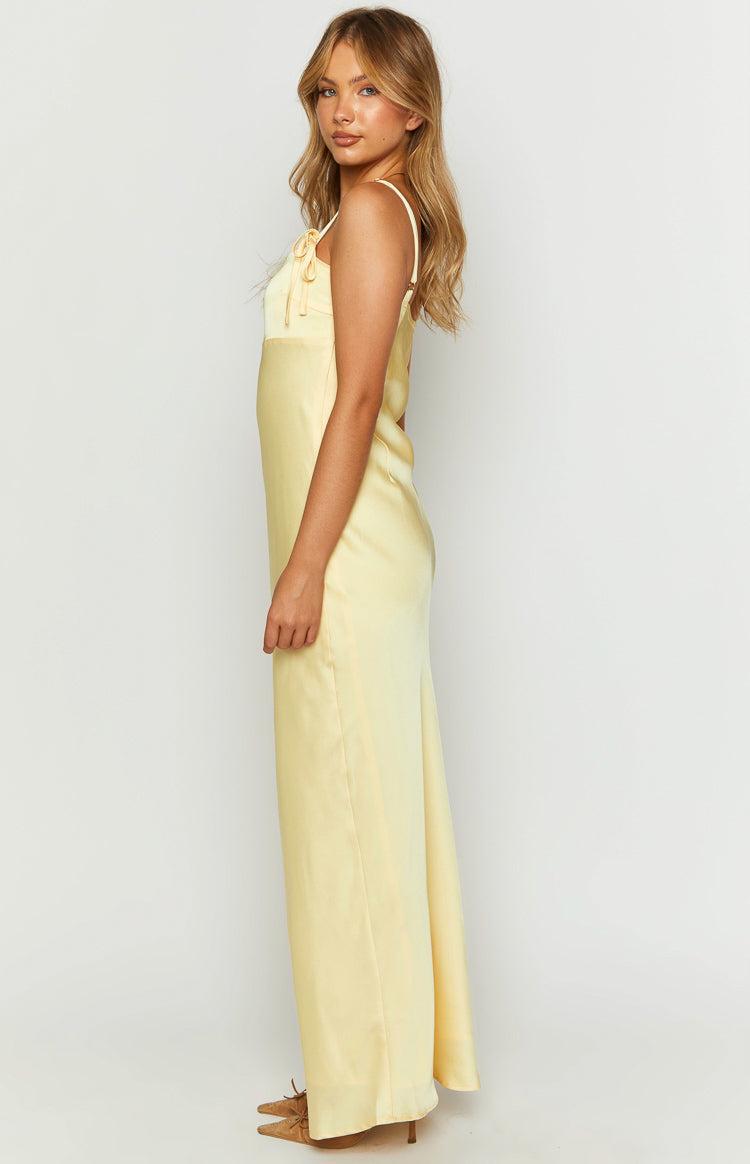 Zya Yellow Satin Maxi Dress Product Image