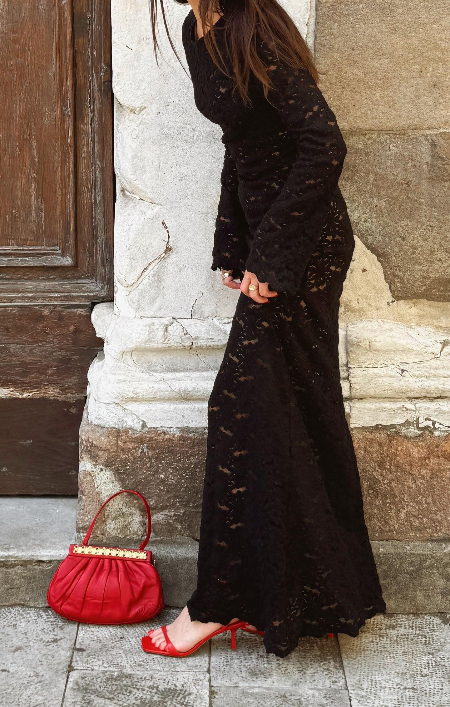 Anjelica Maxi Dress ~ Black Lace Product Image