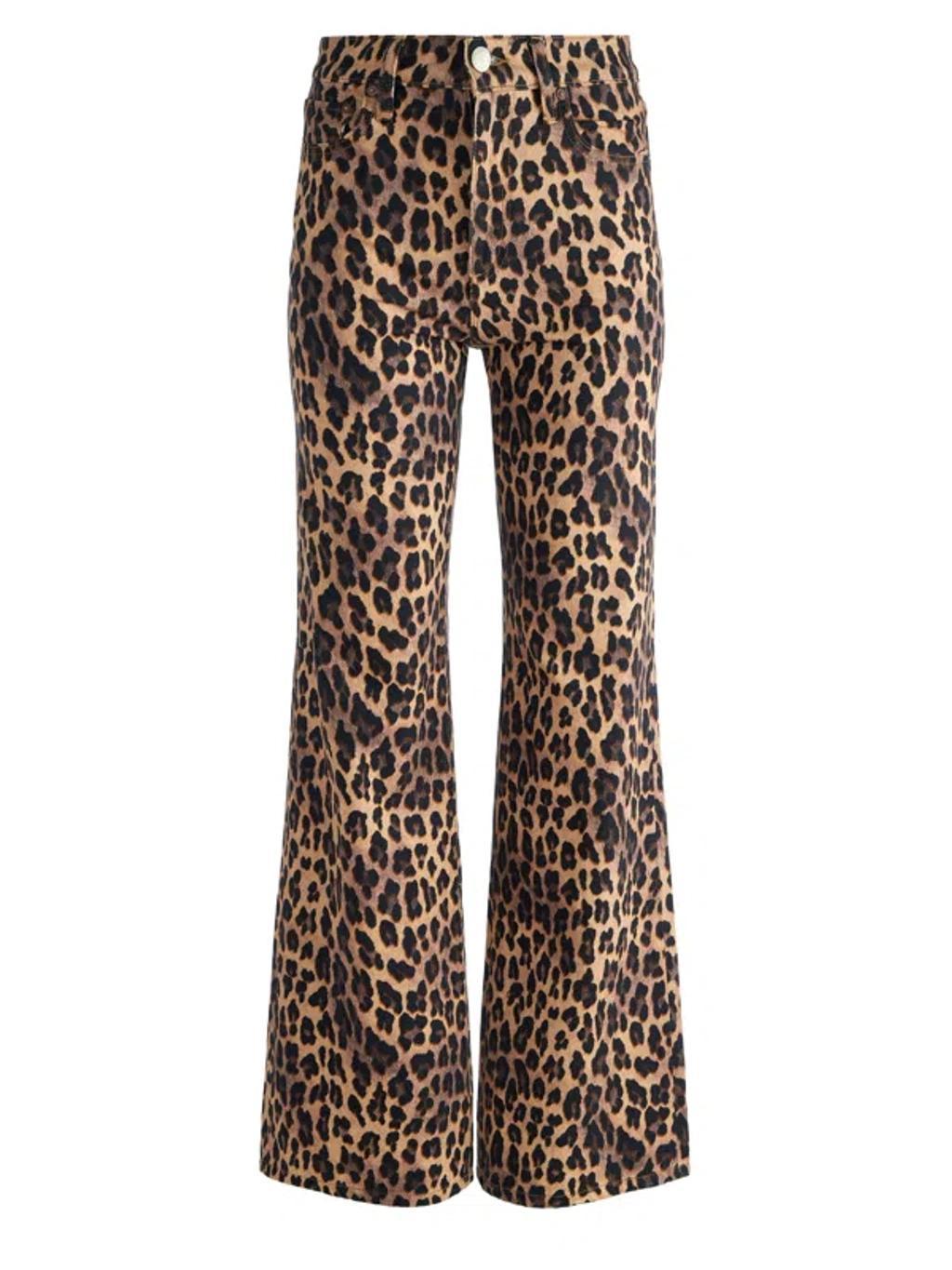 ALICE AND OLIVIA Weezy Full Length Jean In Spotted Leopard Dark Tan product image