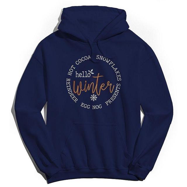 Mens Hello Winter Hoodie, Womens Blue Product Image