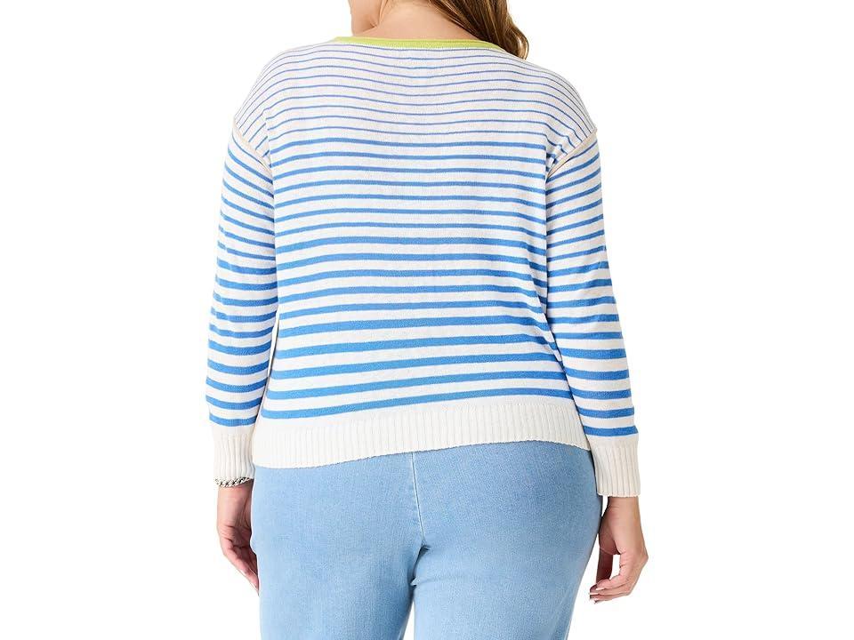 NIC+ZOE Plus Size Striped Up Supersoft Sweater Multi) Women's Sweater Product Image