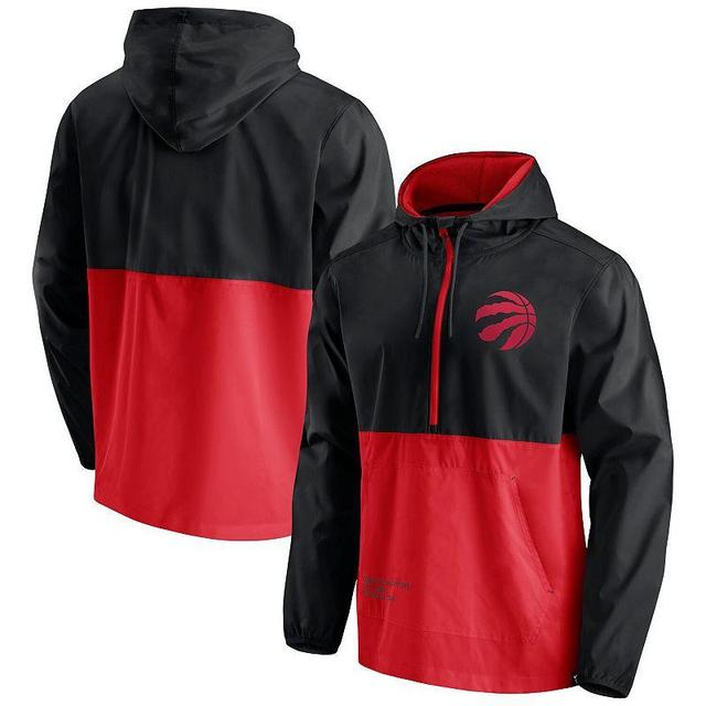 Mens Fanatics Branded Black/Red Toronto Raptors Anorak Block Party Windbreaker Half-Zip Hoodie Jacket Product Image