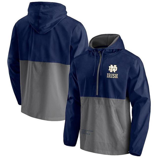 Mens Fanatics Branded /Gray Notre Dame Fighting Irish Thrill Seeker Half-Zip Hoodie Anorak Jacket Blue Product Image