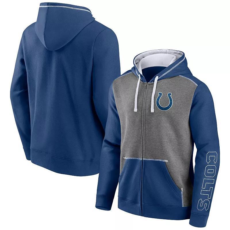 Mens Fanatics Branded Heathered Charcoal/Royal Indianapolis Colts Expansion Full-Zip Hoodie Product Image