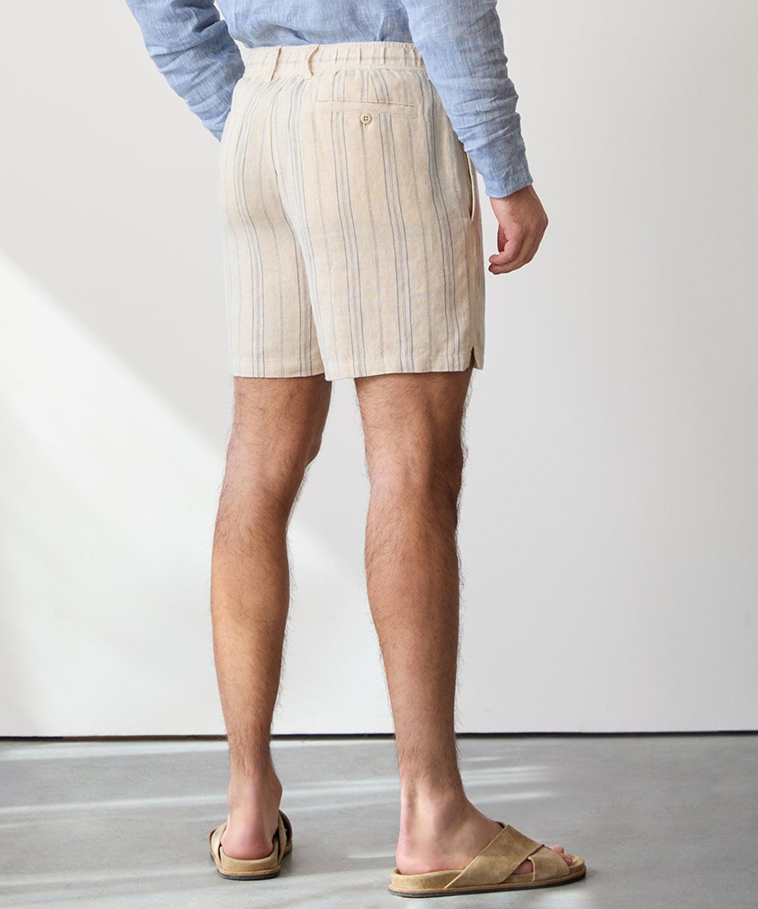 5" Linen Beachcomber Short in Cream Stripe Product Image