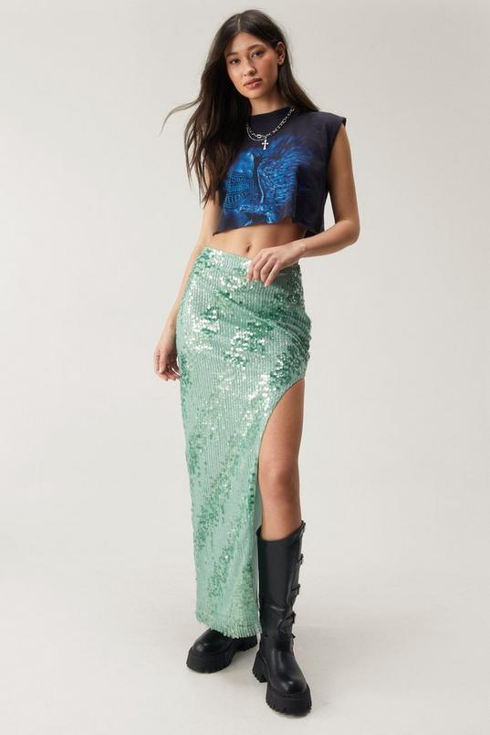 Sequin High Side Split Maxi Skirt Product Image